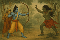 विश्वामित्र के साथ श्रीराम और ताड़का वध
